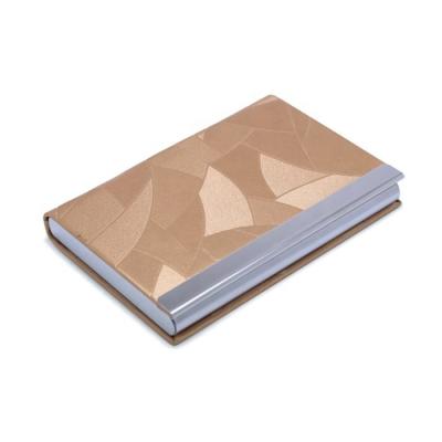 China Simple Design Pattern Stainless Steel Creative Geometric PU Leather Card Case For Business Gift for sale