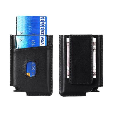 China Hot Selling Card Holder Minimalist Pop Up Wallet With Magnetic Money Clip And RFID Blocking Card Case Minimalist RFID Slim Wallets For Man for sale