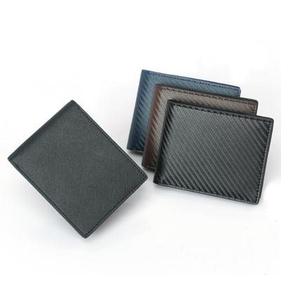 China 2021 RFID Protection Rfid Wallet Blocking Men's Leather Credit Card Business Men's Carbon Fiber Wallet for sale