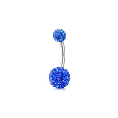 China Cute Fashion Diamond Ball Round Ball Shape Navel Piercing Smooth Hypoallergenic Smooth Body Jewelry For Girls for sale