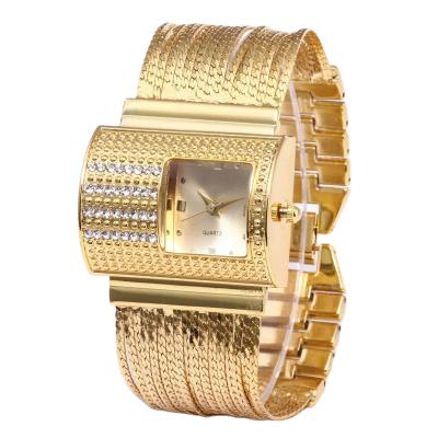 China Nigerian Bridal Chronograph Gold Planting African Bracelet Girl Party Coral Jewelry Watches Dubai Diamond Quartz Wristwatches For Wedding for sale