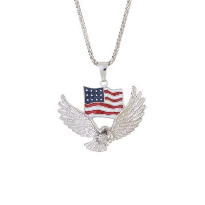 China Factory Fashion Eagle Pendant Gold Chain Necklace Wholesale New Trendy Hip Hop America Flag Necklace For Lover Eagle Pendant Gold Chain Necklace for sale