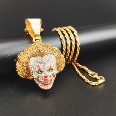 China Gold Plating D.C.A. Unique Funny Christmas Silvery Rhinestone Necklace Zircon Plating Luxury Hip Hop Cuban Link Pendant Necklace Chains Necklace Man Charm Jewelry for sale