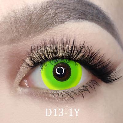 China HEMA+NVP Liangguo Crazy Circle Cool Lady Block Halloween Yellow Contact Lenses for sale