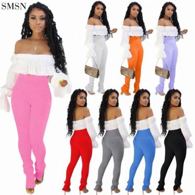 China TINA New Arrival Solid Color Anti-Wrinkle High Waist Knitting Woman Pants 2021 Casual Jogger Pants Women for sale