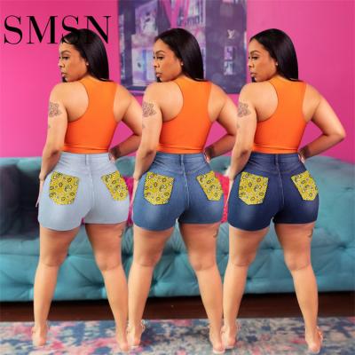 China Newest Plus Size Design Personality Quilting Jean Shorts Women Plus Size Women's Casual Jeans 2021 for sale