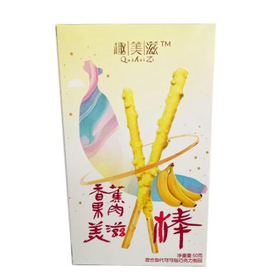 China Natural Dry Fruit Slice Chocolate Coating Cookie Sticks Banana Flavor 50g for sale