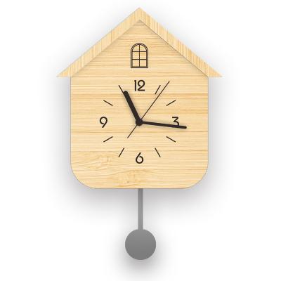 China Bird House Shape & New Designed Pendulum Bird House Shaped Plastic Pendulum Wall Clock for sale