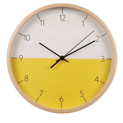 China Home Decor Home Design Product 12 Inch Living Room Wall Clock Decorative Mounted Wooden Clock for sale