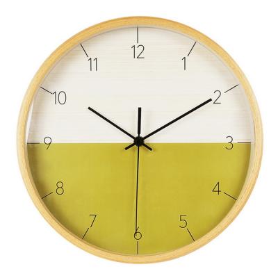 China Nordic Style Home Decor Silent Moving Needle Wall Clock 30cm Wooden Type Clock for sale