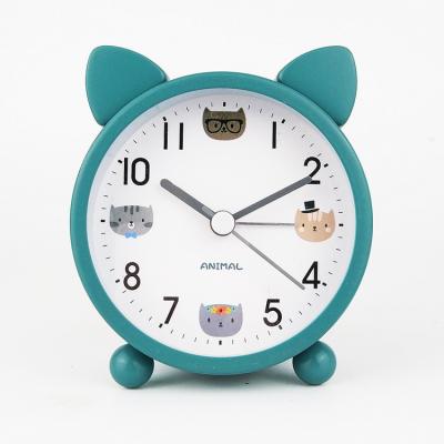 China Animal Shape Cat Design Alarm Clock Metal Funny Silent Mobile Clock Kids Room Alarm Clock for sale