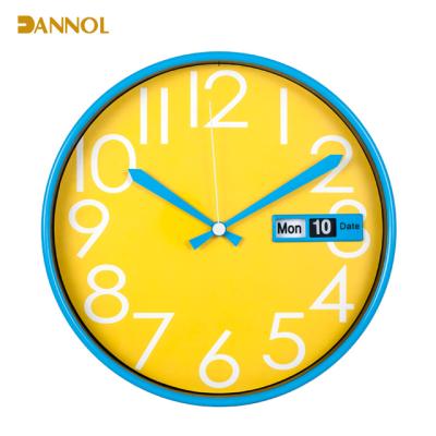 China Class the date-time wall clock Relogio de Parede Calendario 30cm colored plastic day for sale