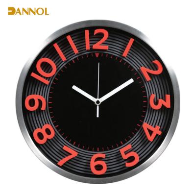 China 12 inch 3D plastic 3D sports number style numbers red metal wall clock made in China for sale