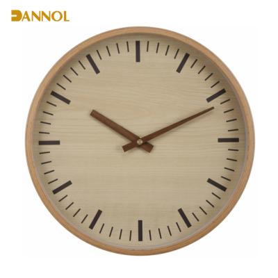 China Nordic style wooden face grain face clock hour minute wooden hands and frame simple wall clock room decor for sale