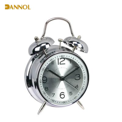 China Silkscreen Design On Glass Bell Glass High End Corporate Alarm Clock Twin Metal Gift Good Sale for sale