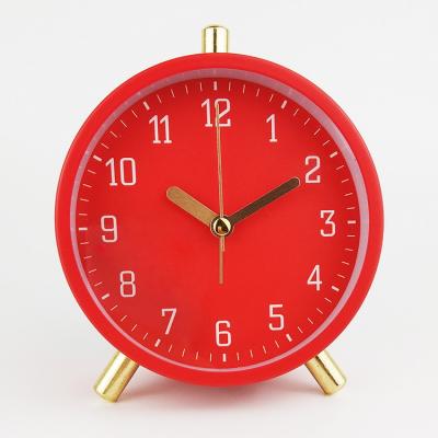 China field second hand metal Non-ticking red and gold alarm clock new modern design wake up alarm clock for sale