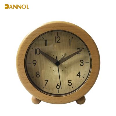 China Wooden Hands Home Deco All Wood Finishing Desk Wooden Alarm Clock for sale