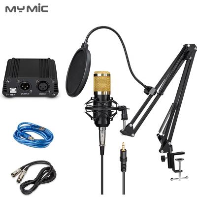 China Professional Studio Bm800 Condenser MY MIC Microphone bm800 studio hot-selling kit with 48V Power Phantom Condenser MIC for Singing Voice Recording Podcasting for sale