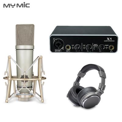 China Professional Podcast Studio MX2 Studio Equipment 48V USB Sound Card Condenser Computer Microphone for Podcasting Voice Recording with Earphone for sale