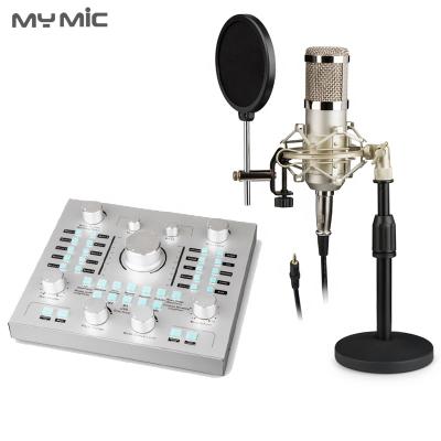 China Bm800 Professional Studio Condenser MY Professional MIC BM800 Condenser Studio Microphone Kit with Sound Card USB Audio Interface for Voice Recording Podcasting for sale