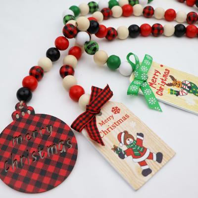 China 100% Handmade String Garland Macrame Wall Hanging Home Wooden Christmas Bead Plaid Tassel Wholesale Decorations for sale