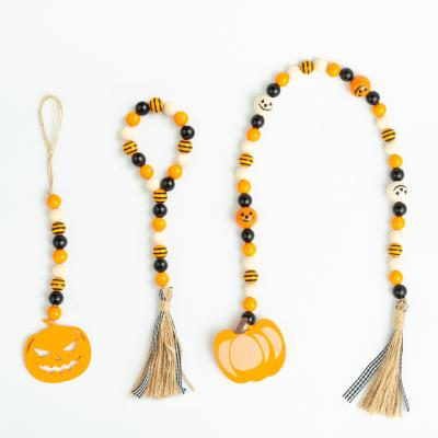 China 100% Wooden Bead Garland Keychain Lanyard Wall Hanging Decors New Fashion Halloween Bead String Hemp Handmade Tassel Rope Tassel for sale