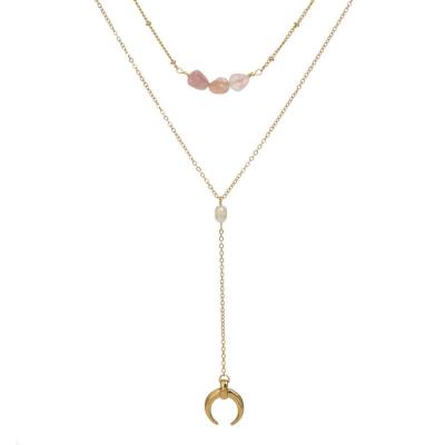 China Multi Layer Necklace For Women 2022 Druzy Pearl Zinc Alloy Multi Layer Necklace Wholesale Necklace Jewelry For Women for sale
