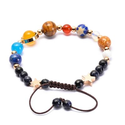 China Comfort Fit Universe Galaxy Solar System Eight Planets Bracelet Wholesale Adjustable Women Woven Bead Bracelets for sale