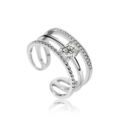 China 2022 Layers Promise s925 Cheap Customs Value Price Jewelry Women Three Layers Environmentally Friendly Personalized Adjustable Opening Wedding Rings Sterling Silver for sale