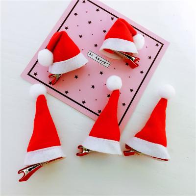 China Wholesale Cute Fashion Girls Hair Grip Barrette Santa Hat Christmas Children Hair Clips For Christmas for sale