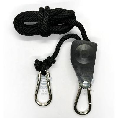 China Heavy duty heavy duty nylon plastic and strong rope ratchet hanger for hoisting grow lights reflectors or other growing equipment for sale