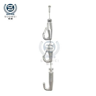 China Custom Heavy Industry OEM Light Fixture Stainless Steel Tie Down Cable Fork Snap Hook Cable Clamp With Locking Peg for sale