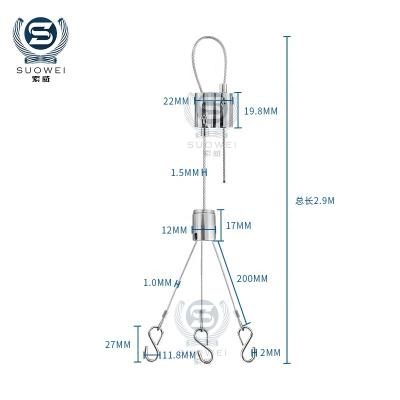 China Heavy Industry Four Legs Wire Hanger Tie Down Kit Pendant Light Safety Wire Suspension Cable Clamp Kit for sale