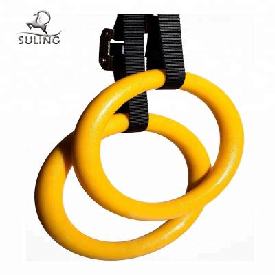 China Fitness Workout Anti-Slip Heavy Duty Pull Ups And Dips Gymnastic Exercise ABS Gym Rings With Adjustable Straps for sale