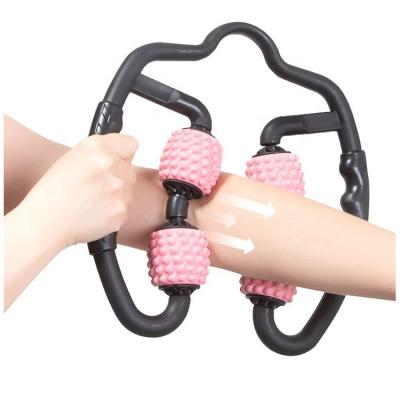 China Body 4 Wheel U Shape Relax Muscle Tissue Eva Floating Point Massager Roller For Leg Neck Arm Pain Relief for sale