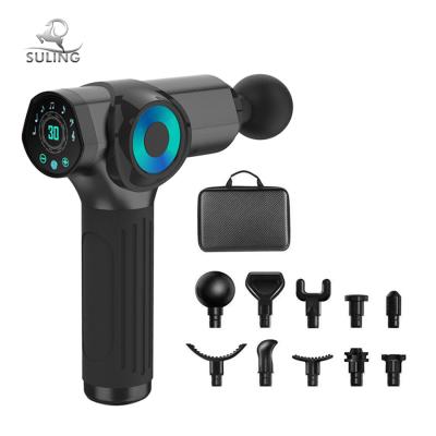 China 2022 Rechargeable Handle Tissue Booster Pulse Percussion Body Muscle Vibration Muscle Fascia Massager Gun 30 Speed ​​Massager With LCD Display for sale