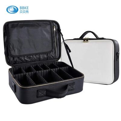 China 2020 New Arrival Durable Holder, Adjustable Divider Soft Waterproof Makeup Cosmetic Case White Brush Bag for sale