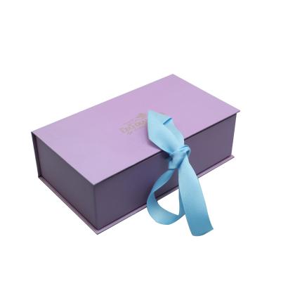 China Wholesale handmade custom design luxury rigid carton packing grayboard full color printing with silk ribbon for gift party for sale