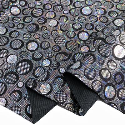 China FA-835 Circle Pattern Foil Printing Polyester Suede Velvet Metallic Metallic Fabric For Bags Custom Shoes for sale