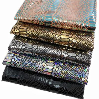 China FA-838 Snakeskin Pattern Foil Print Polyester Suede Velvet Metallic Metallic Fabric For Suit Bags Shoes for sale