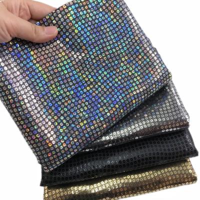 China FA-839 Circle Sequin Pattern Foil Print Polyester Suede Velvet Metallic Metallic Fabric For Suit Bags Shoes for sale