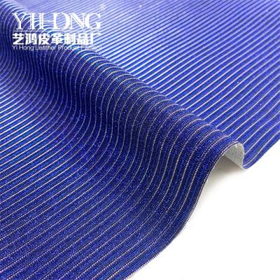 China Viable Rainbow Colorful Striped Glitter Fabric Synthetic Leather (FA-395) For Bows, Bags And Shoes for sale