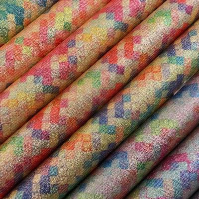 China India Small Home Yarn Style Southeast Asian Textile Square Printed Glitter Fabric Leather For Bows, Bags And Shoes for sale