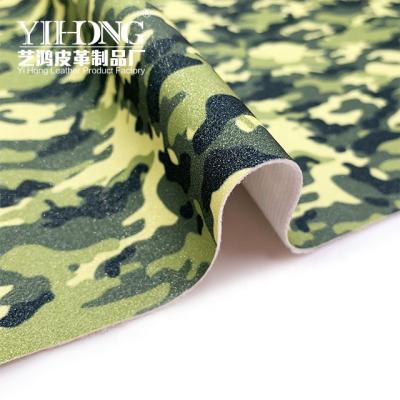 China Camouflage (FA-365) Pattern Fabric Glitter PU Waterproof 0.8mm Printed Leather For Shoes Bags Decorative Materials Frosted Hand Feeling for sale