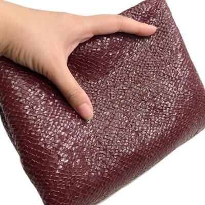 China Waterproof (FA-625)elastic 1.0mm can touch pure color snake scale pattern washed waterproof synthetic leather for shoes bags materials for sale