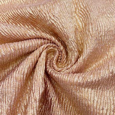 China 2021full version Shrink-resistant ripple moonlight metallic wrinkle crepe pleated aluminum gold foil printed fabric for sale