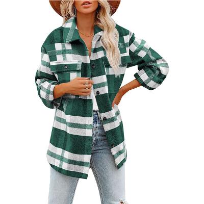 China QUICK DRY Women's Fashion Vintage Wool Double Breasted Vintage Sleeve Cardigan Long Sleeve Flap Pockets Chic Girls Outerwear Overcoats for sale