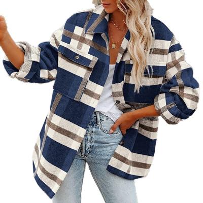 China QUICK DRY Women's Fashion Vintage Wool Double Breasted Vintage Sleeve Cardigan Long Sleeve Flap Pockets Chic Girls Outerwear Overcoats for sale