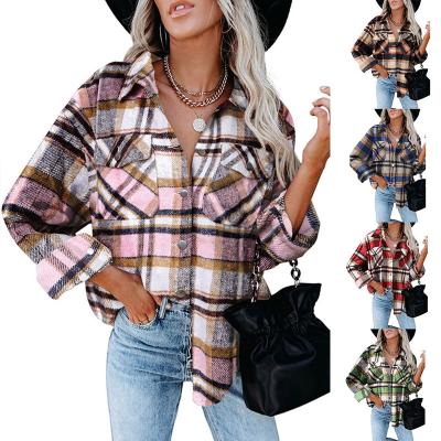 China QUICK DRY Cheap Women's Clothing Plaid Shirt Pile Jacket Thick Warm Winter Coat Overcoat Overcoat For Women for sale