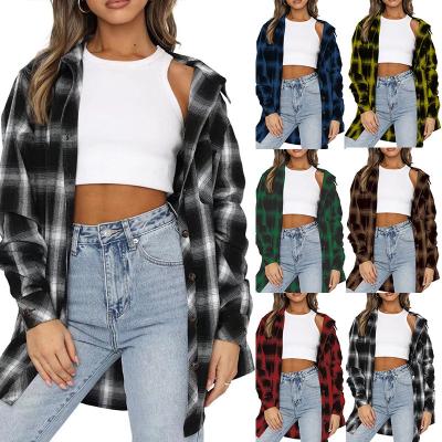 China Cheap QUICK DRY overcoat for women's clothing new autumn and winter women's plaid shirt plaid woolen coat for women for sale